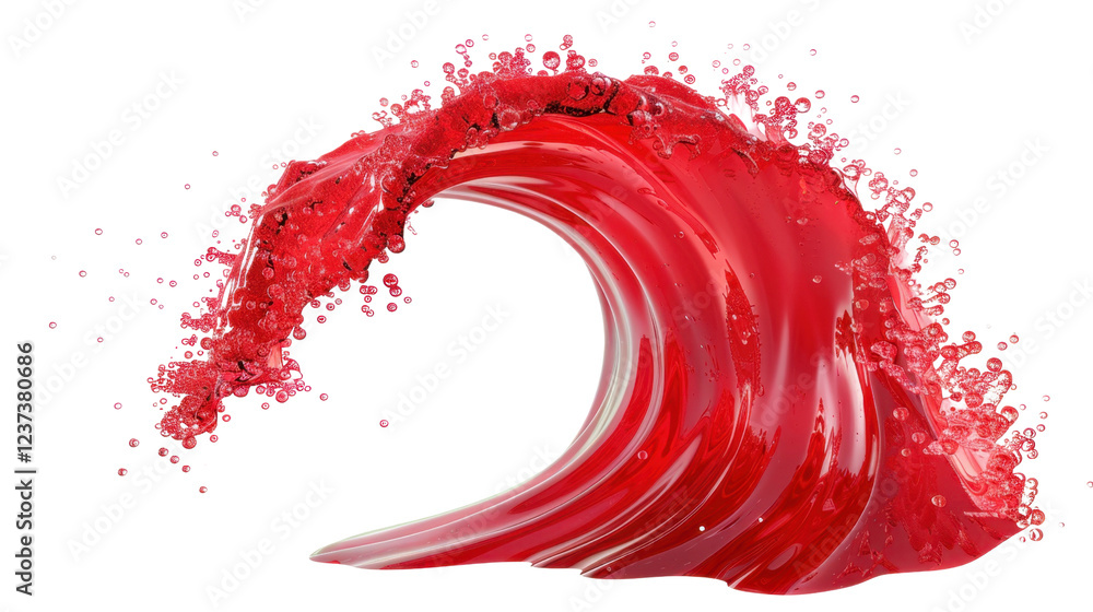 Aufkleber red liquid splashing and forming a perfect wave with transparent background