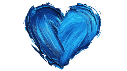 Blue paint forming a heart shape on transparent background