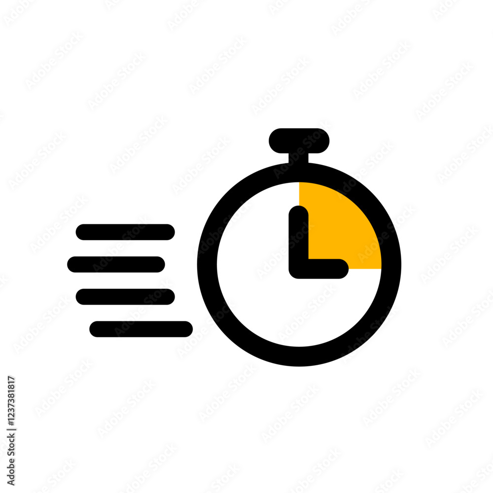 Poster vector design of clock icon, stopwatch, timer, echo with dark lines