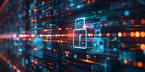 Obraz premium Cyber security concept. Data protection Internet and technology on virtual screen