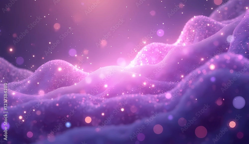 Poster wavy violet abstract background with a combination of light purple and sparkling light. generate ai