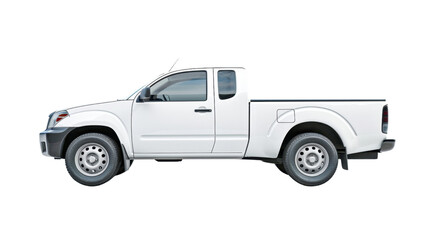 White pickup truck isolated on transparent background with clipping path