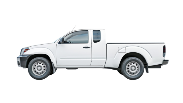 White pickup truck isolated on transparent background with clipping path