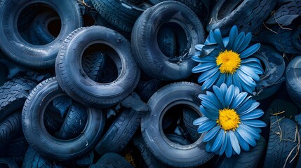 Used Tires and Blue Daisies