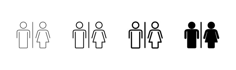 Toilet icon vector isolated on white background. Toilet sign. Man and woman restroom icon vector. Male and female icon