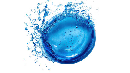 Fototapeta premium Sphere of blue water splashing on transparent background