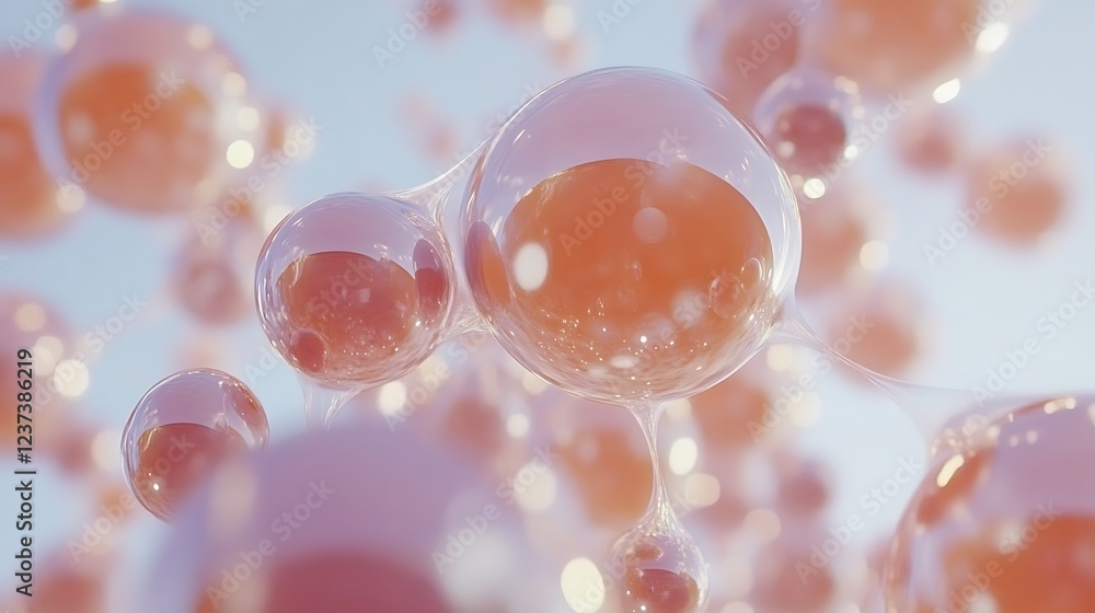 Poster abstract image of interconnected translucent spheres