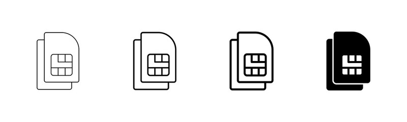 Sim card icon vector isolated on white background. Mobile sim icon. Mobile cellular phone sim card chip.