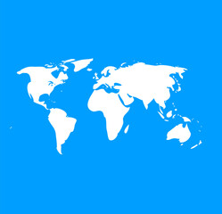 Obraz premium Minimalist synthesized vector design of a full world map on a blue background