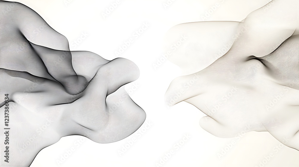 Poster abstract grayscale flowing wave forms design