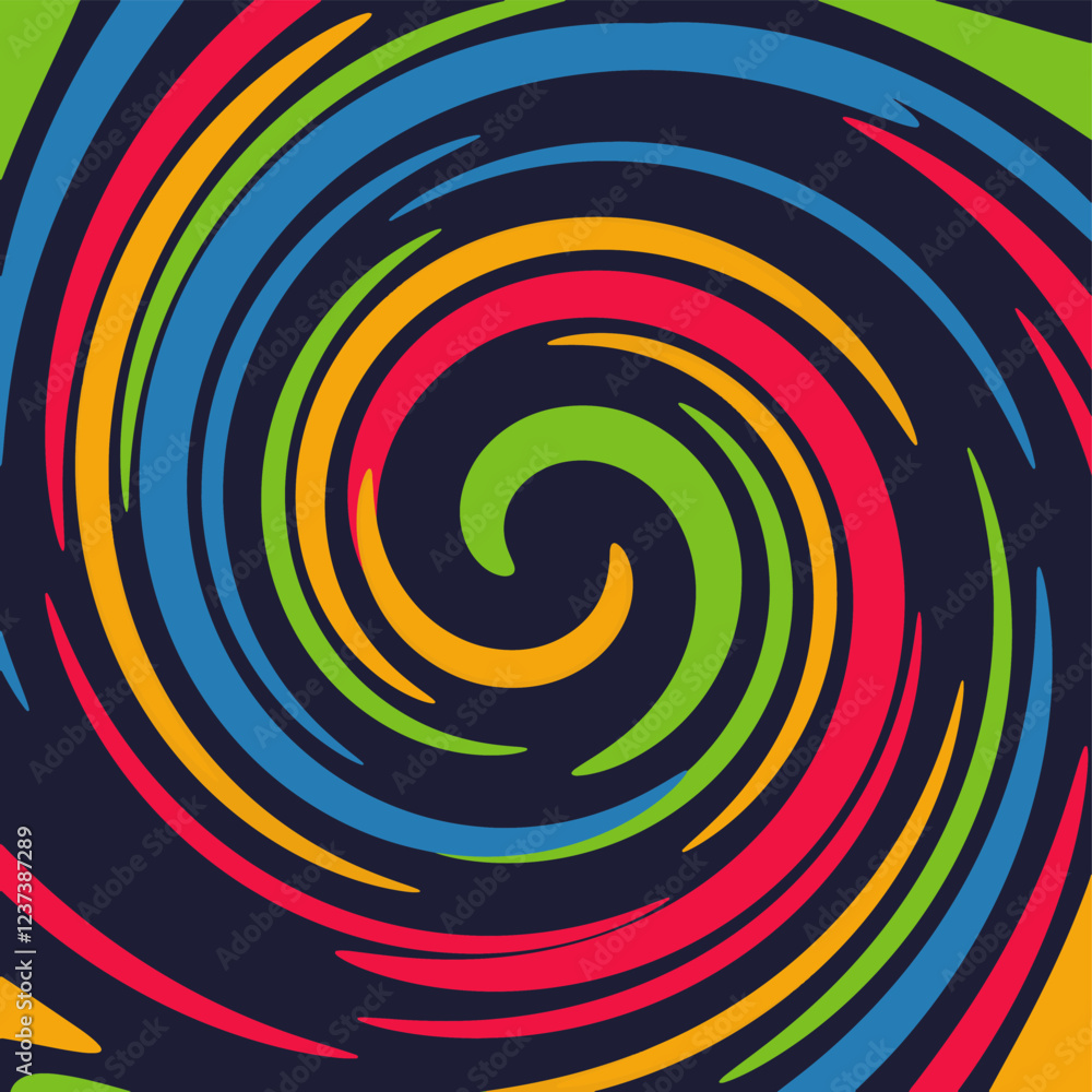 Poster vector design of colorful spiral combining colors on dark background