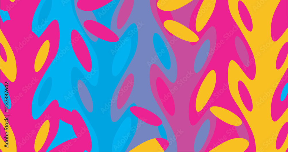 Poster abstract vector design of fluid liquid shapes with colorful particles