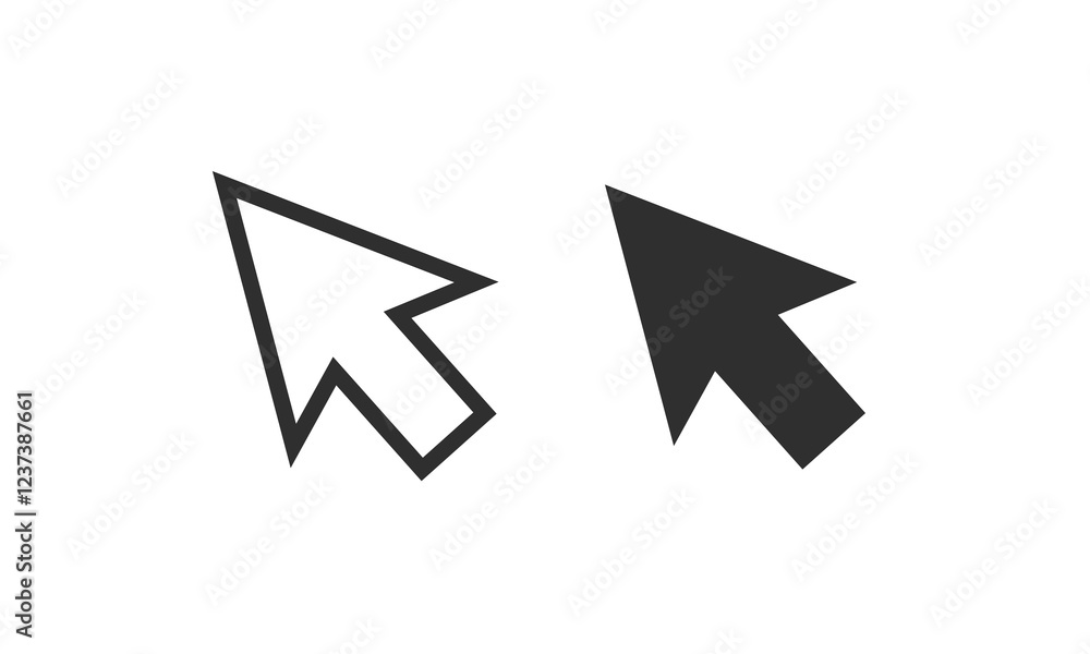 Fototapete modern cursor icon vector set in flat style. includes mouse arrow, hand pointer, click symbol, and l