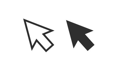 Modern cursor icon vector set in flat style. Includes mouse arrow, hand pointer, click symbol, and loading spinner. Perfect for UI design, websites, and mobile applications.