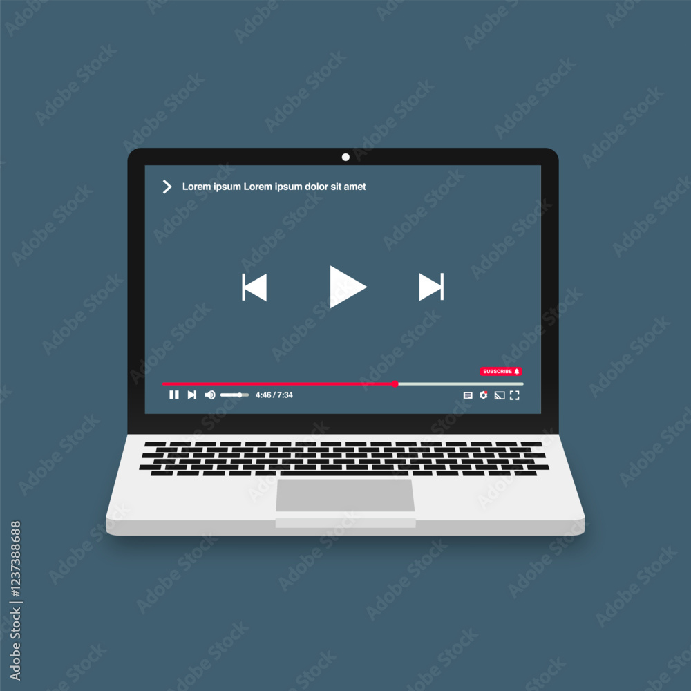 Poster vector design of a computer playing a live video