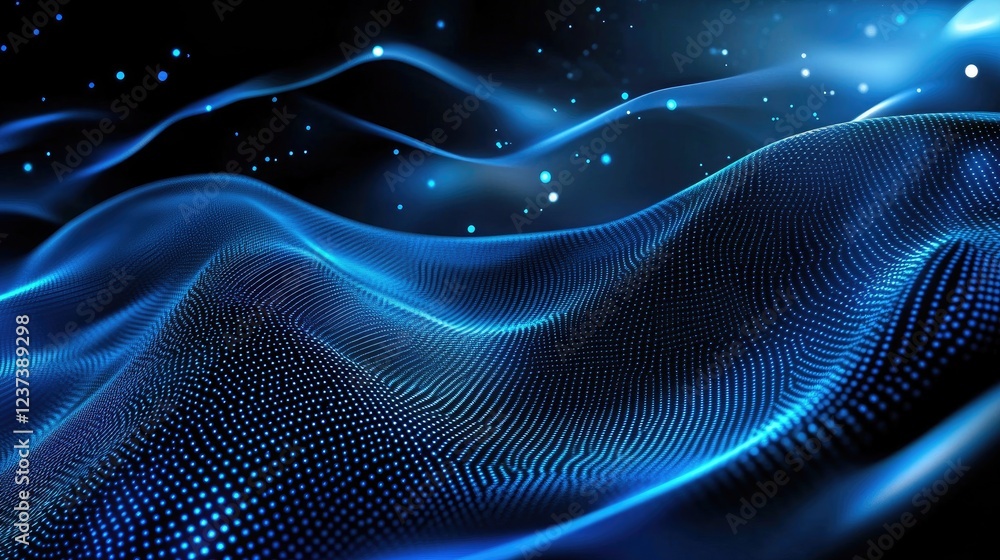Poster abstract blue waves flow dynamically