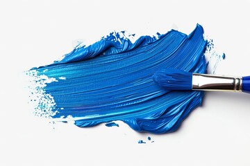 Fototapeta premium Blue brush stroke isolated on white background