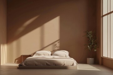 Minimalist bedroom with natural lighting