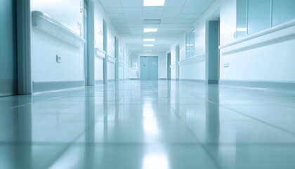 Obraz premium Clean Modern Hospital Corridor Interior Design