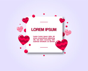 Vector design of romantic note with shiny red hearts