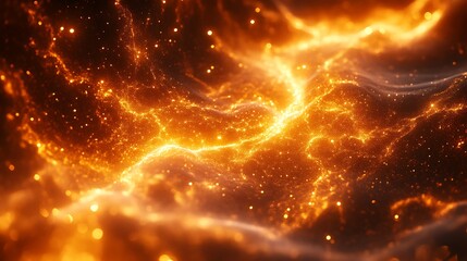 Naklejka premium Abstract Golden Cosmic Dust Wave Background