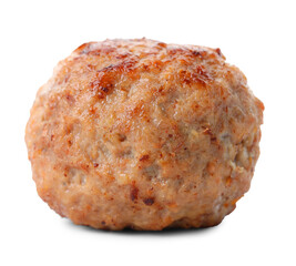 One tasty cooked meatball isolated on white