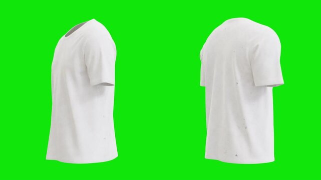 3D T shirt mockup spin animation in 4K on green background.