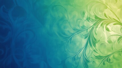Abstract Teal Green Swirling Floral Design Background