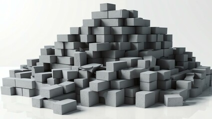 pile of bricks on a white background