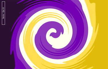 Abstract circular liquid vector design in yellow and purple colors