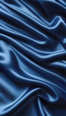 Obraz premium Elegant Blue Satin Fabric Drapes, Soft Texture, Luxurious Waves