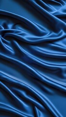 Fototapeta premium Elegant Blue Satin Fabric Drapes, Soft Texture, Luxurious Waves