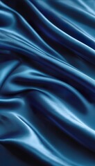 Obraz premium Elegant Blue Satin Fabric Drapes, Soft Texture, Luxurious Waves