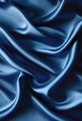 Fototapeta premium Elegant Blue Satin Fabric Drapes, Soft Texture, Luxurious Waves