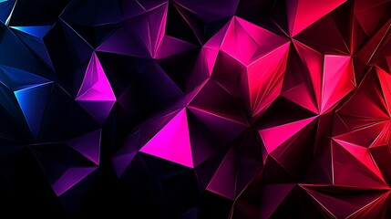 Abstract colorful geometric background; vibrant triangles, dark backdrop; ideal for tech presentations.