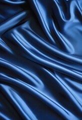 Fototapeta premium Elegant Blue Satin Fabric Drapes, Soft Texture, Luxurious Waves