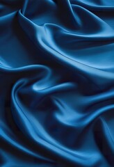 Obraz premium Elegant Blue Satin Fabric Drapes, Soft Texture, Luxurious Waves
