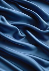 Fototapeta premium Elegant Blue Satin Fabric Drapes, Soft Texture, Luxurious Waves