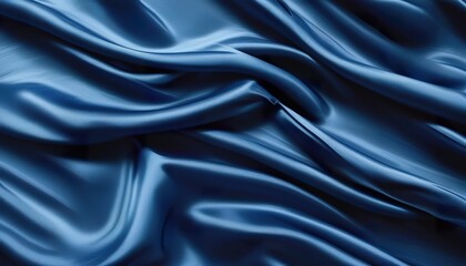 Fototapeta premium Elegant Blue Satin Fabric Drapes, Soft Texture, Luxurious Waves