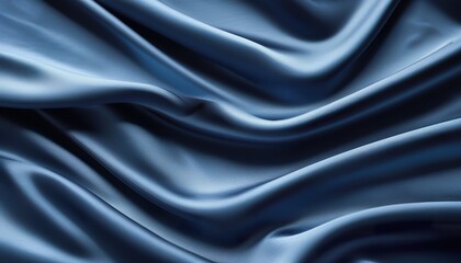 Fototapeta premium Elegant Blue Satin Fabric Drapes, Soft Texture, Luxurious Waves