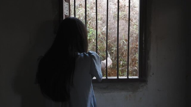 trafficking concept, girl was a victim of human trafficking, human rights violations, missing kidnapped