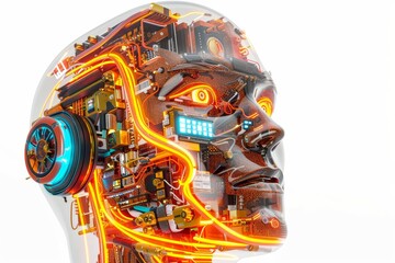 Futuristic cybernetic human head design