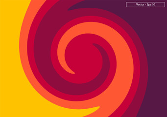 Abstract spiral vector design with orange and red colors