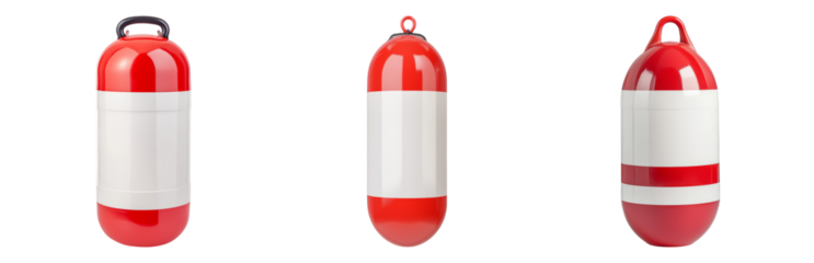 Red and White Floating Buoys Collection Isolated on transparent background