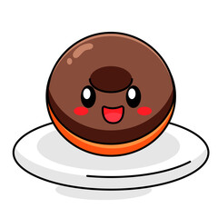 cute donut cartoon kawaii sticker. character vector illustration