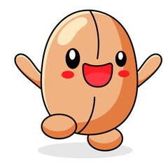 cute coffee bean cartoon kawaii sticker. character vector illustration