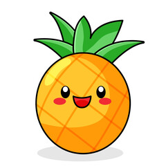 cute pineaple cartoon kawaii sticker. character vector illustration