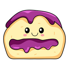 Obraz premium cute cake cartoon kawaii sticker. character vector illustration