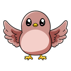 cute bird cartoon kawaii sticker. character vector illustration