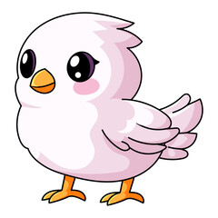 cute bird cartoon kawaii sticker. character vector illustration